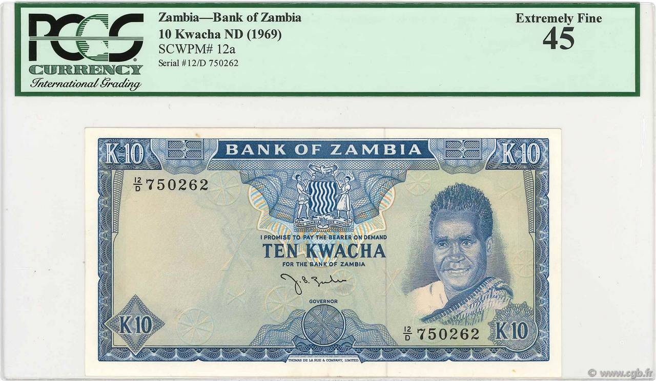 10 Kwacha ZAMBIA  1969 P.12a XF+