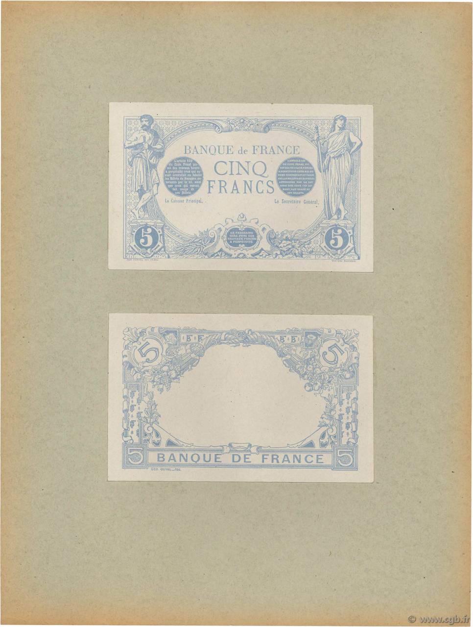 5 Francs BLEU Épreuve FRANCE  1906 F.02.00E UNC