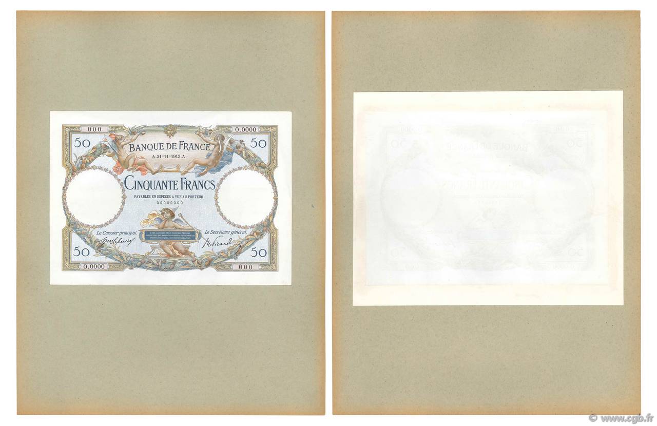 50 Francs LUC OLIVIER MERSON Épreuve FRANCIA  1913 NE.1913.01a FDC