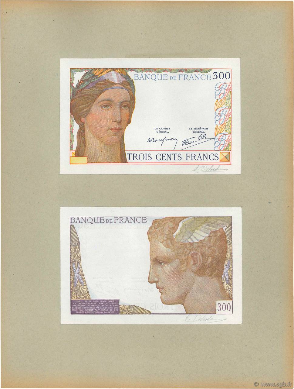 300 Francs Épreuve FRANCIA  1938 F.29.00Ed FDC