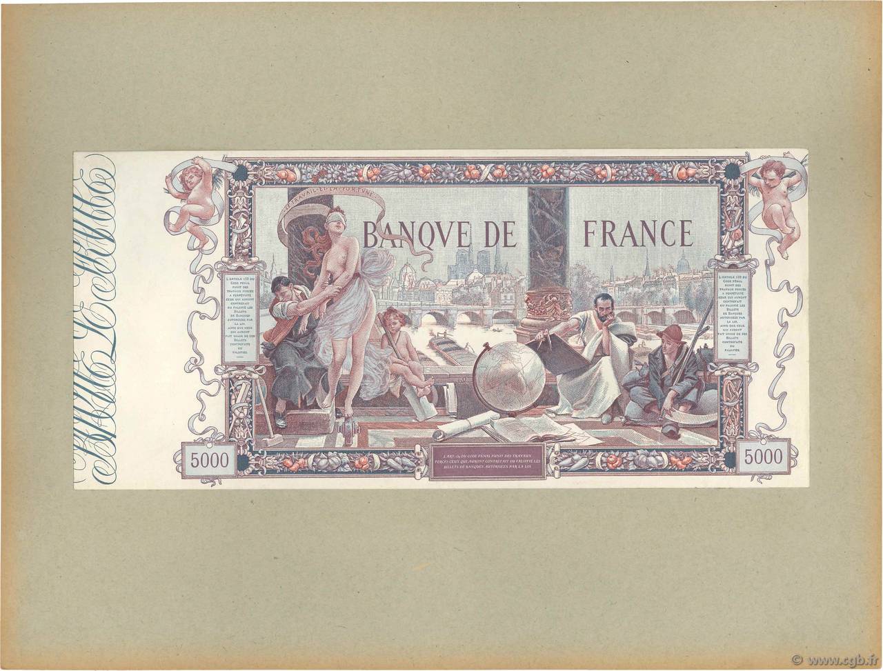 5000 Francs FLAMENG Épreuve FRANKREICH  1918 F.43.00Ec ST