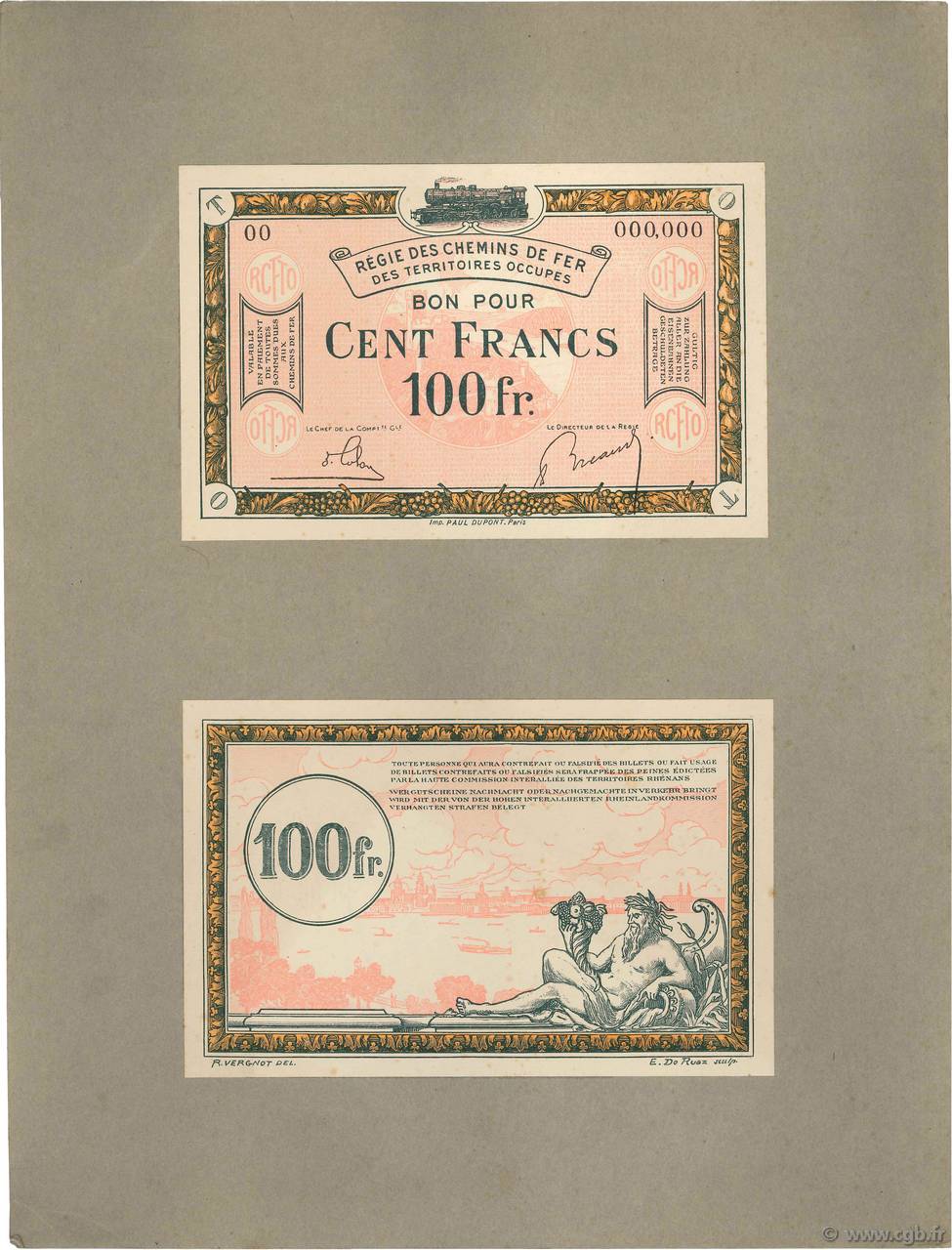 100 Francs Spécimen FRANCE Regionalismus und verschiedenen  1923 JP.135.10s ST