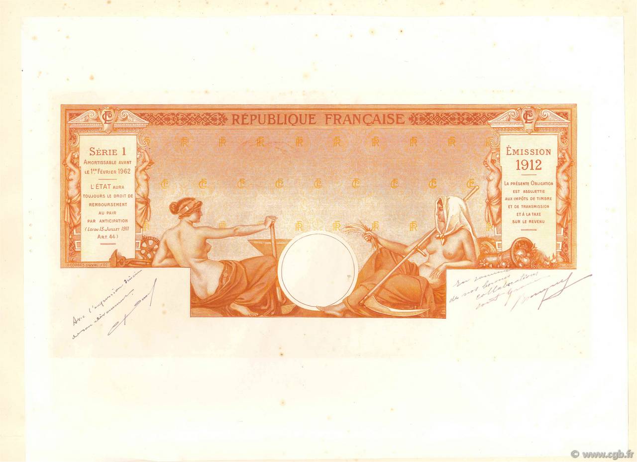 (100 Francs) Épreuve FRANCE  1912  NEUF