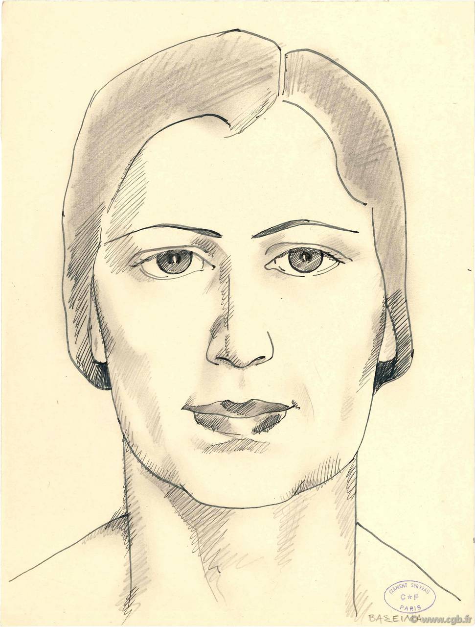 Portrait femme BASEILIA Dessin FRANCE regionalism and miscellaneous  1940  UNC