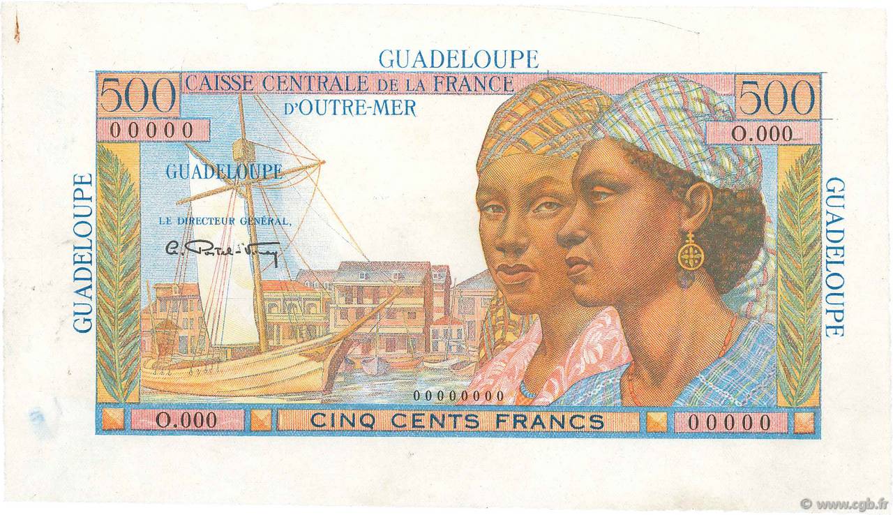 500 Francs Pointe à Pitre Épreuve GUADELOUPE  1946 P.36s SC