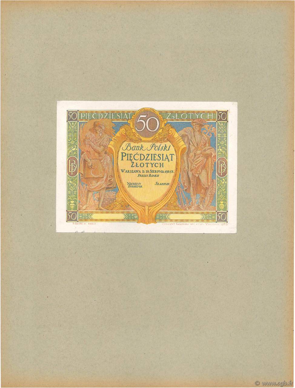 50 Zlotych Épreuve POLAND  1925 P.064p UNC