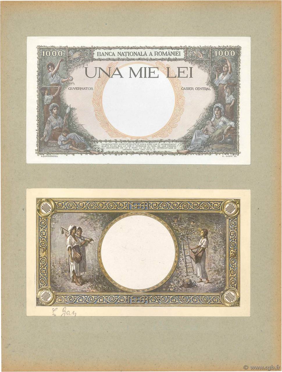 1000 Lei Épreuve ROMANIA  1936 P.046p UNC