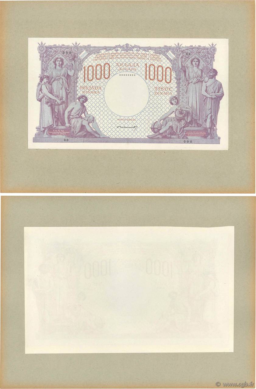 1000 Dinara Épreuve YUGOSLAVIA  1919 P.020p UNC