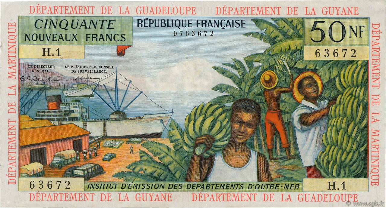 50 Nouveaux Francs ANTILLES FRANÇAISES  1962 P.06a TTB