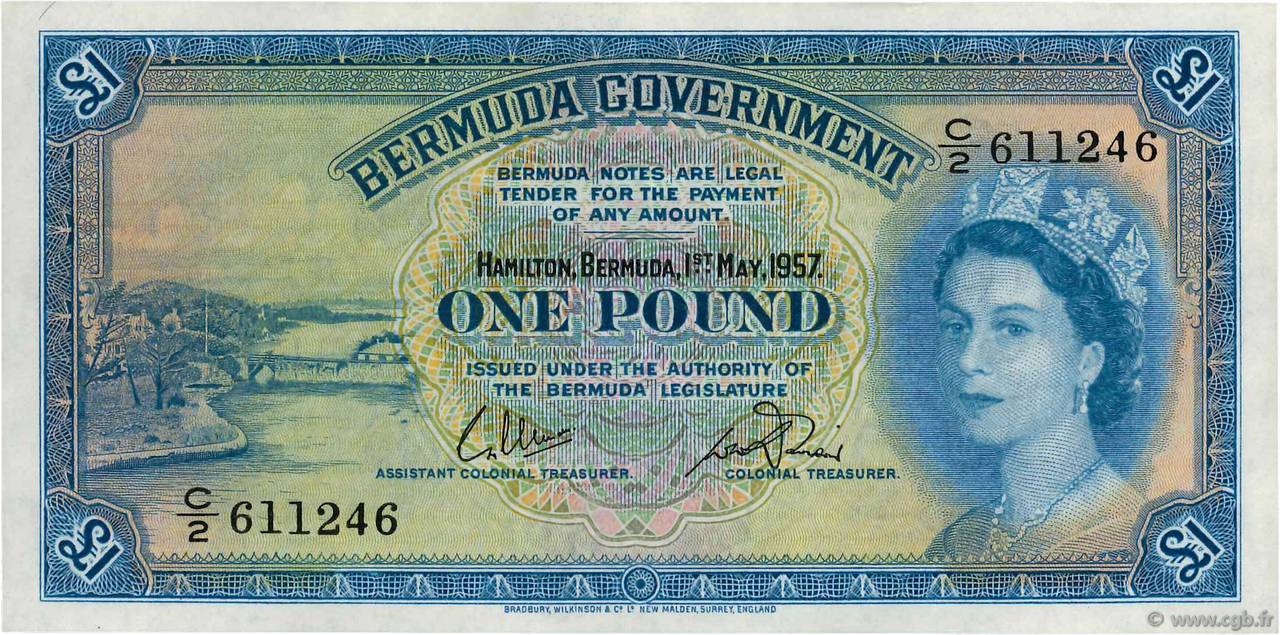 1 Pound BERMUDES  1957 P.20b pr.NEUF