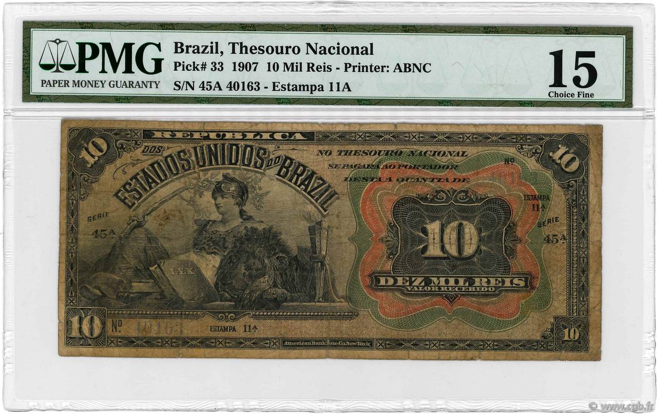 10 Mil Reis BRASIL  1907 P.033a RC
