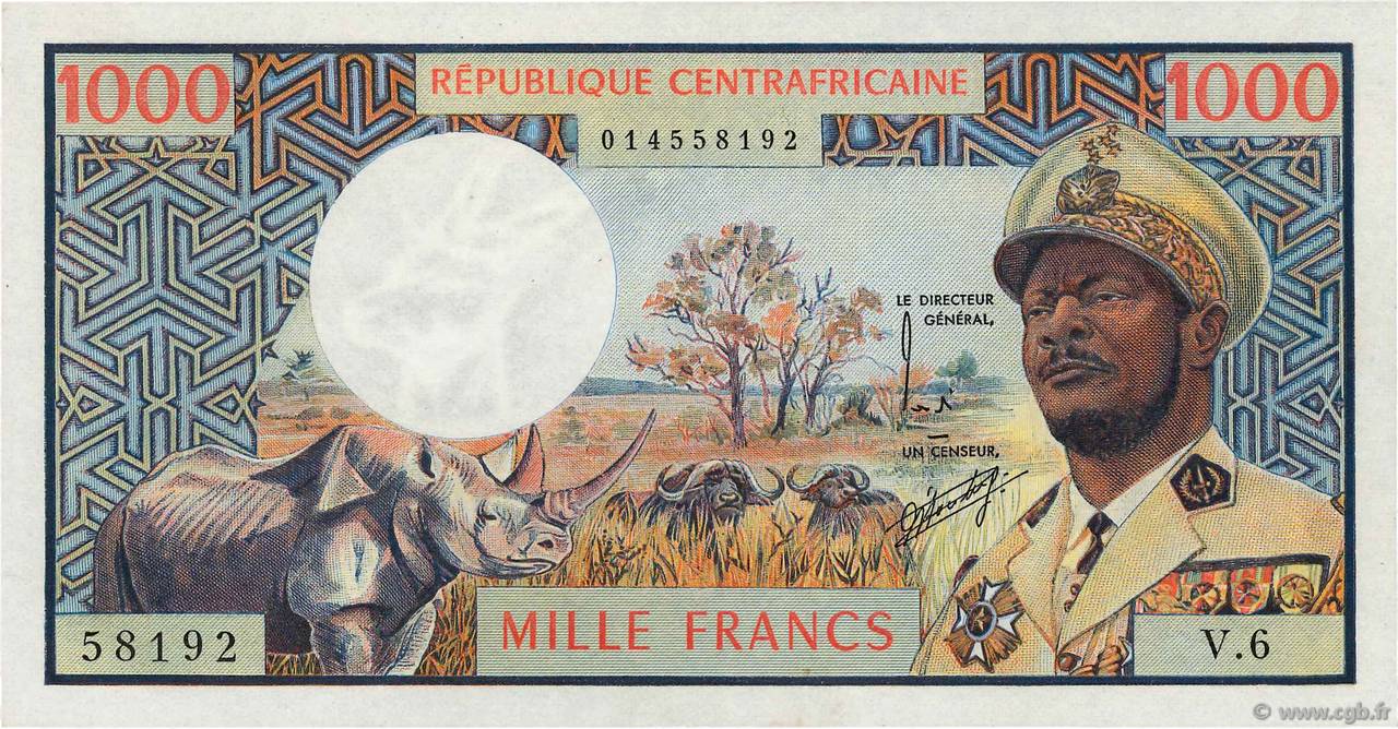 1000 Francs ZENTRALAFRIKANISCHE REPUBLIK  1974 P.02 fST