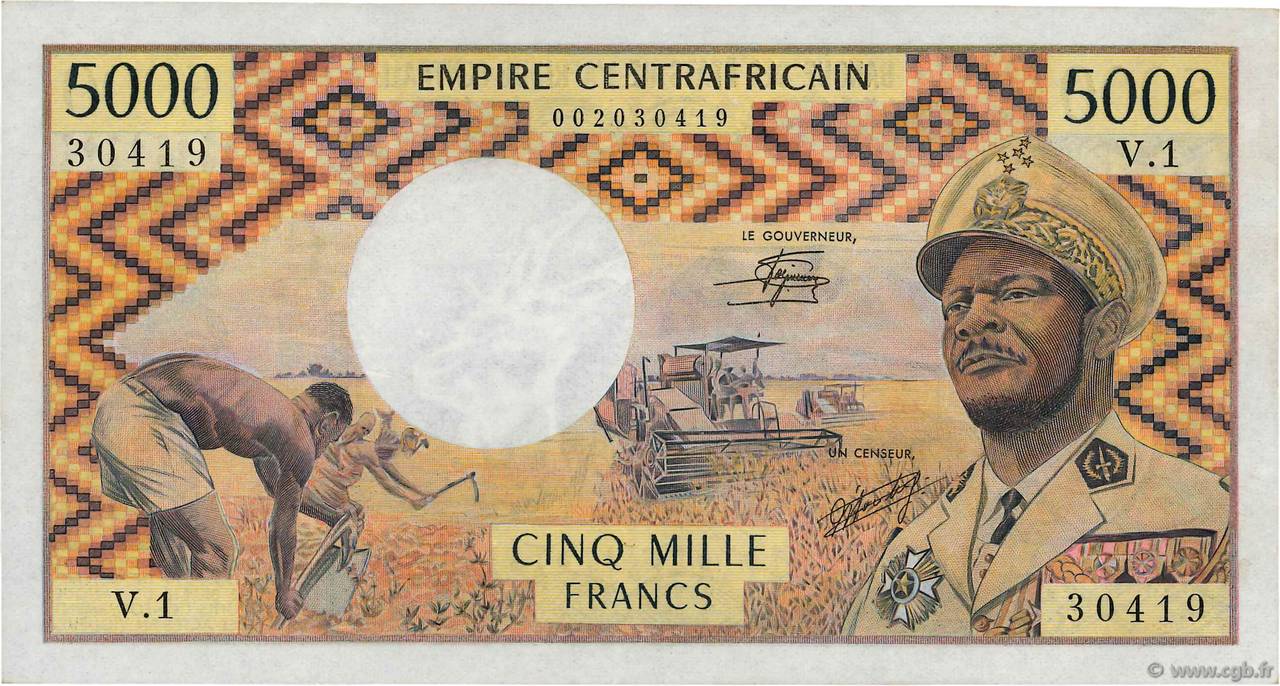 5000 Francs REPUBBLICA CENTRAFRICANA  1979 P.07 q.AU