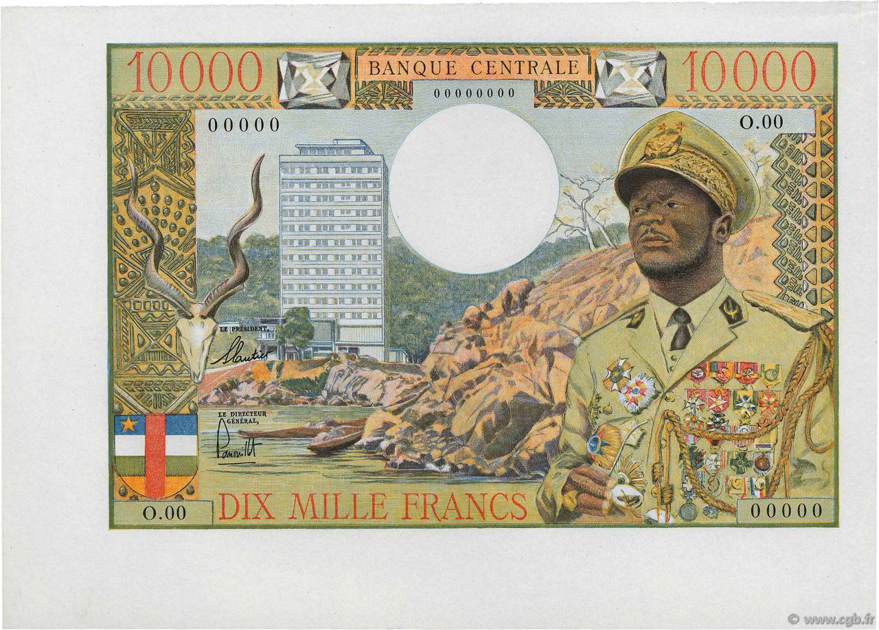 10000 Francs Épreuve ÉTATS DE L AFRIQUE ÉQUATORIALE  1968 P.07p pr.NEUF