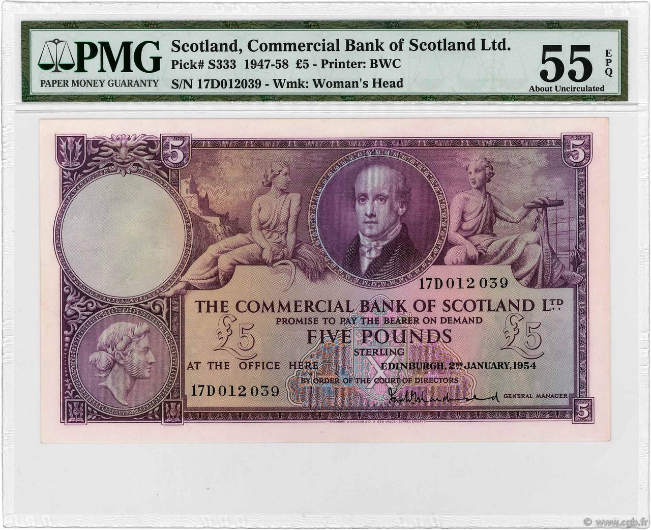 5 Pounds SCOTLAND  1954 PS.333 AU