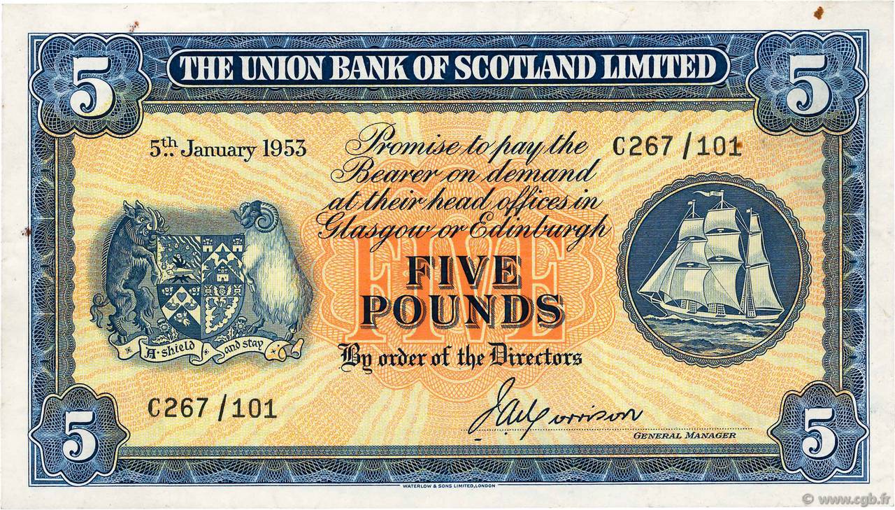 5 Pounds SCOTLAND  1953 PS.817a SS