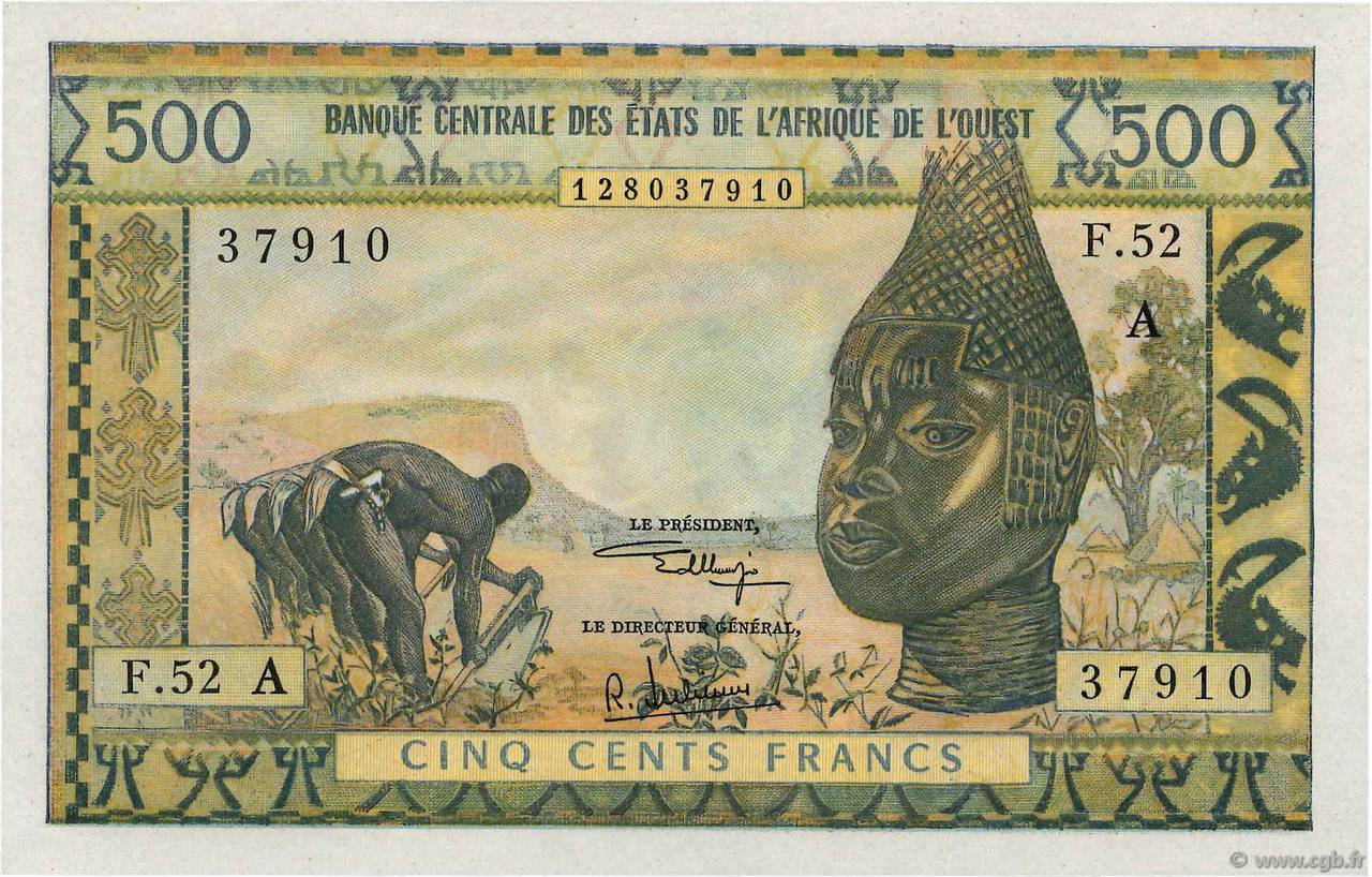 500 Francs ESTADOS DEL OESTE AFRICANO  1965 P.102Aj SC+