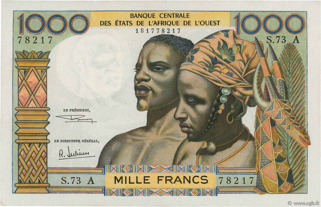 1000 Francs ÉTATS DE L AFRIQUE DE L OUEST  1966 P.103Af pr.NEUF