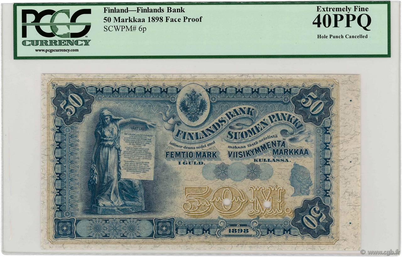 50 Markkaa Épreuve FINLANDIA  1898 P.006p q.SPL