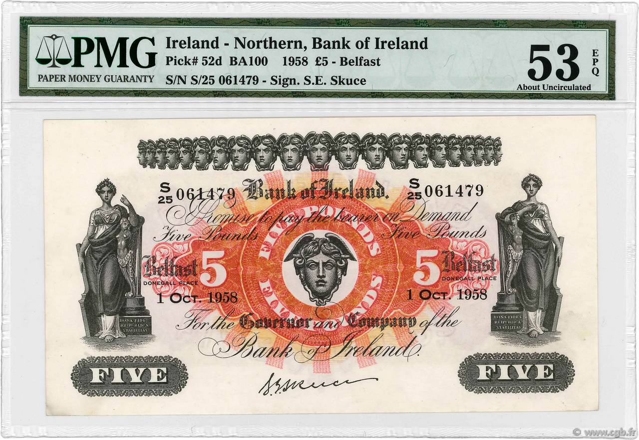 5 pounds NORTHERN IRELAND  1958 P.052d XF+
