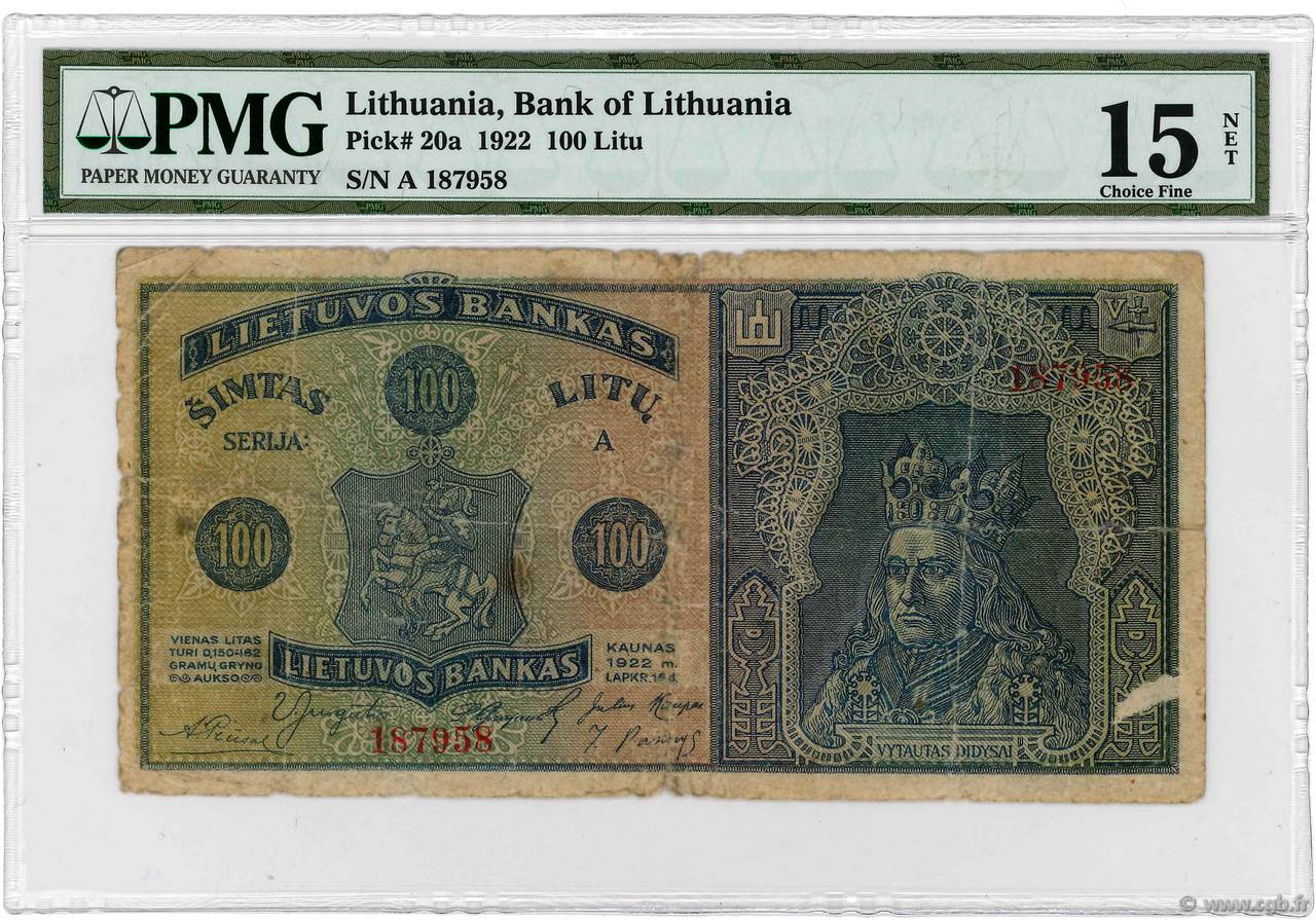 100 Litu LITUANIA  1922 P.20a MC