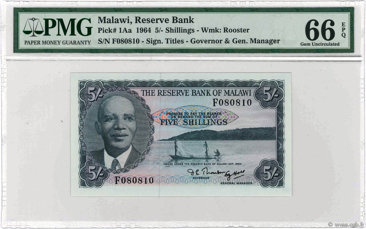 5 Shillings MALAWI  1964 P.01Aa NEUF