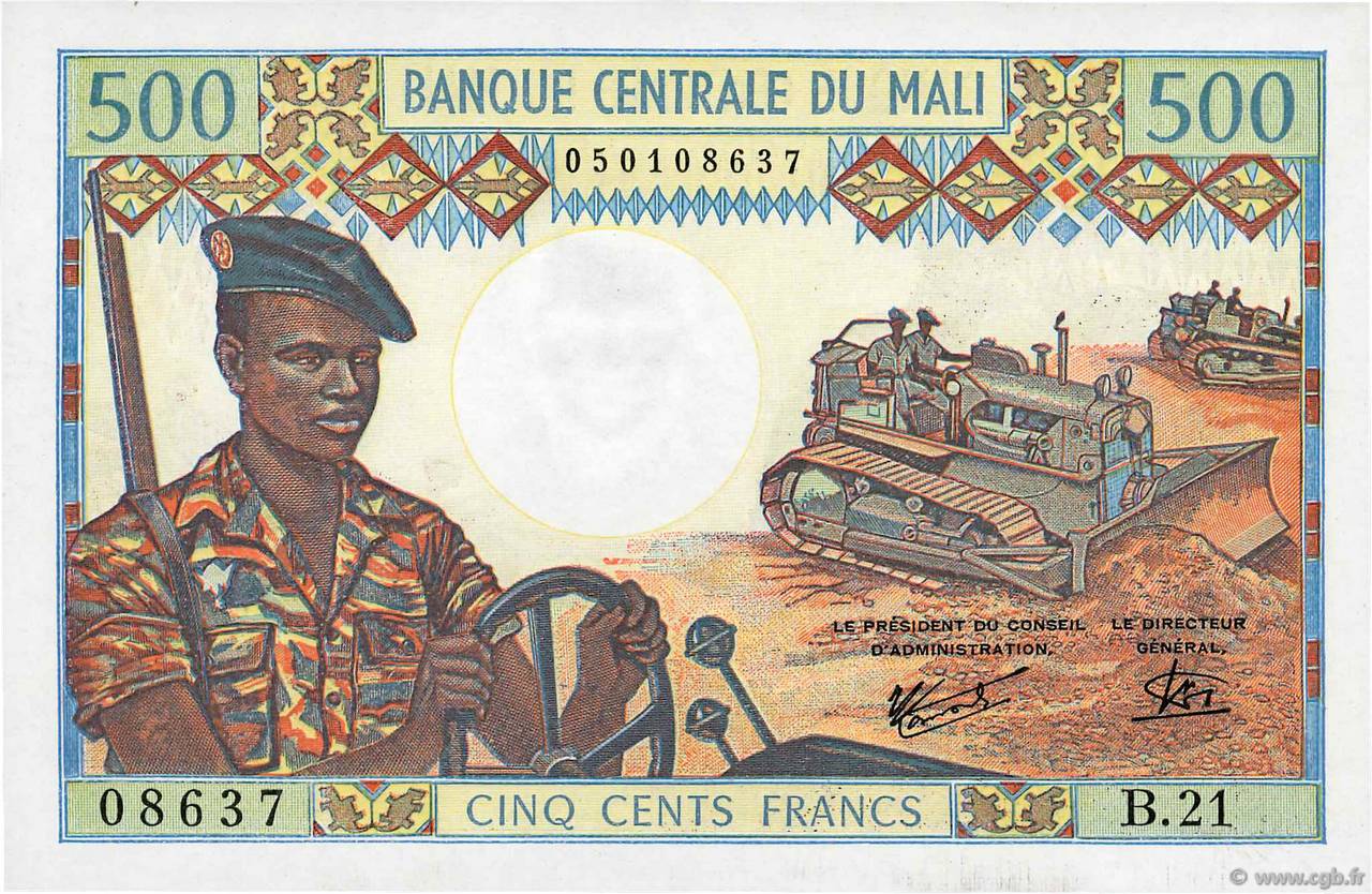 500 Francs MALí  1972 P.12e FDC