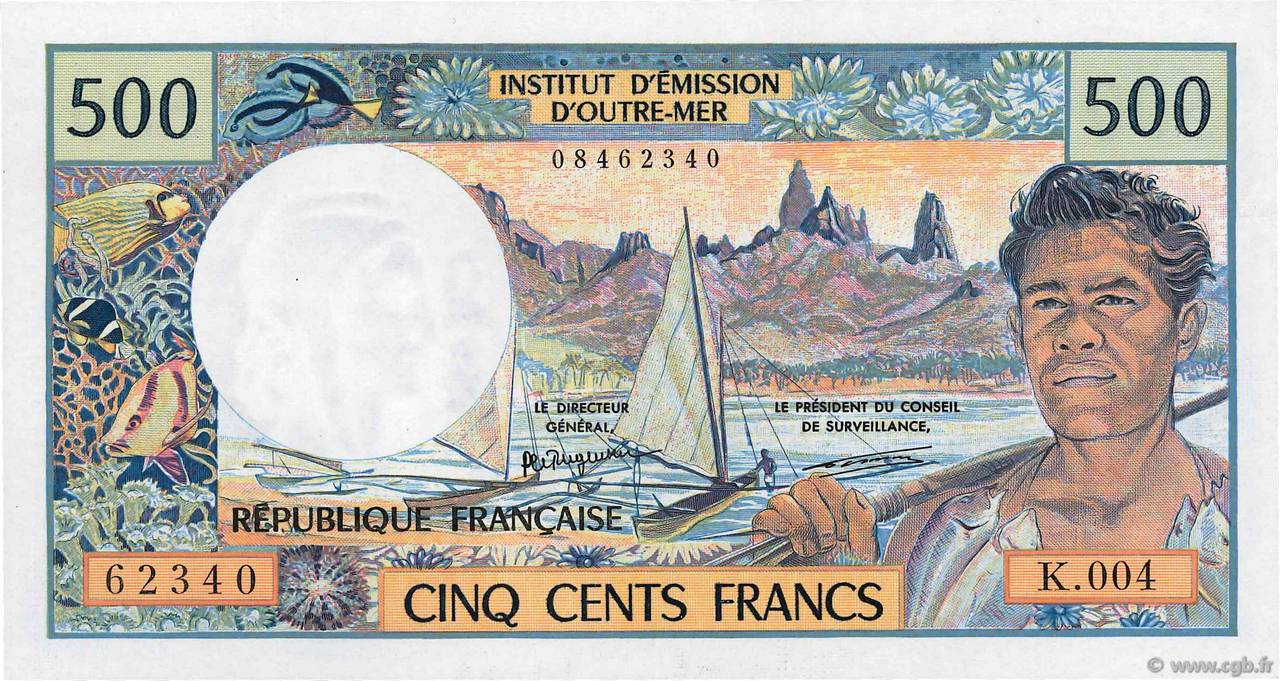 500 Francs POLYNESIA, FRENCH OVERSEAS TERRITORIES  1992 P.01a UNC
