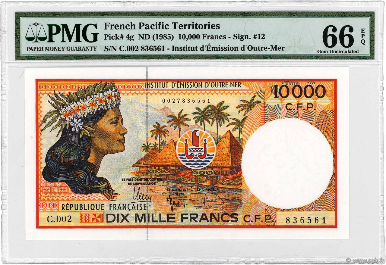 10000 Francs FRENCH PACIFIC TERRITORIES  1990 P.04g UNC