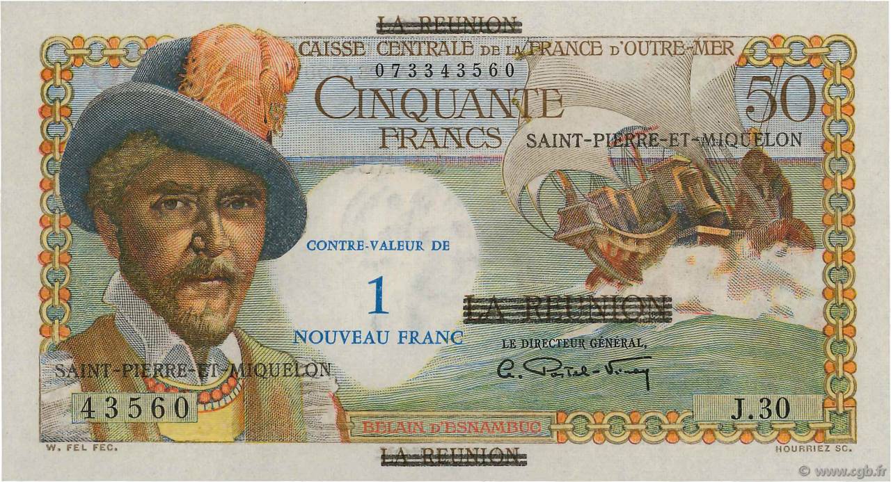 1 NF sur 50 Francs Belain d Esnambuc SAINT-PIERRE UND MIQUELON  1960 P.30b ST