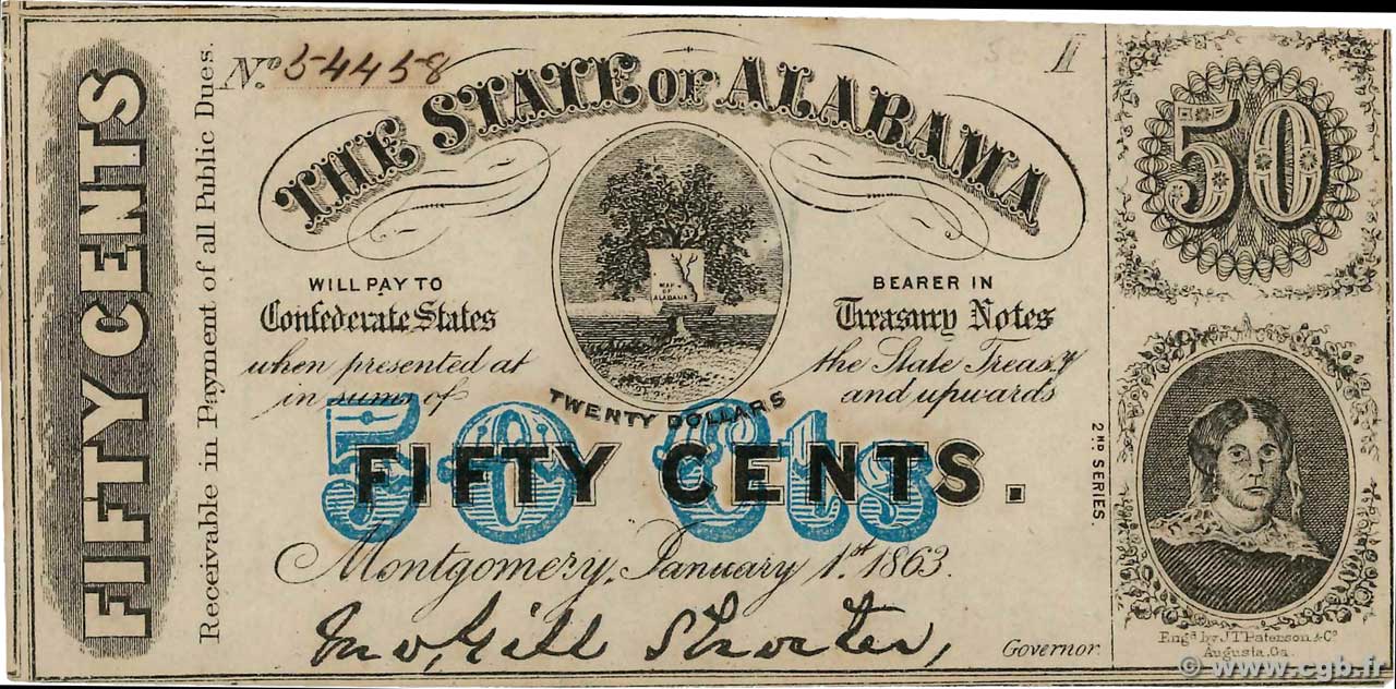 50 Cents ÉTATS-UNIS D AMÉRIQUE Montgomery 1863 PS.0212b SPL
