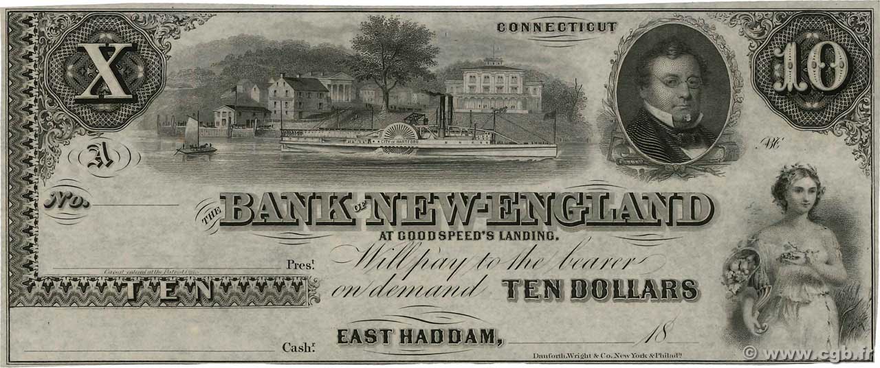 10 Dollars Non émis ESTADOS UNIDOS DE AMÉRICA East Haddam 1860  FDC