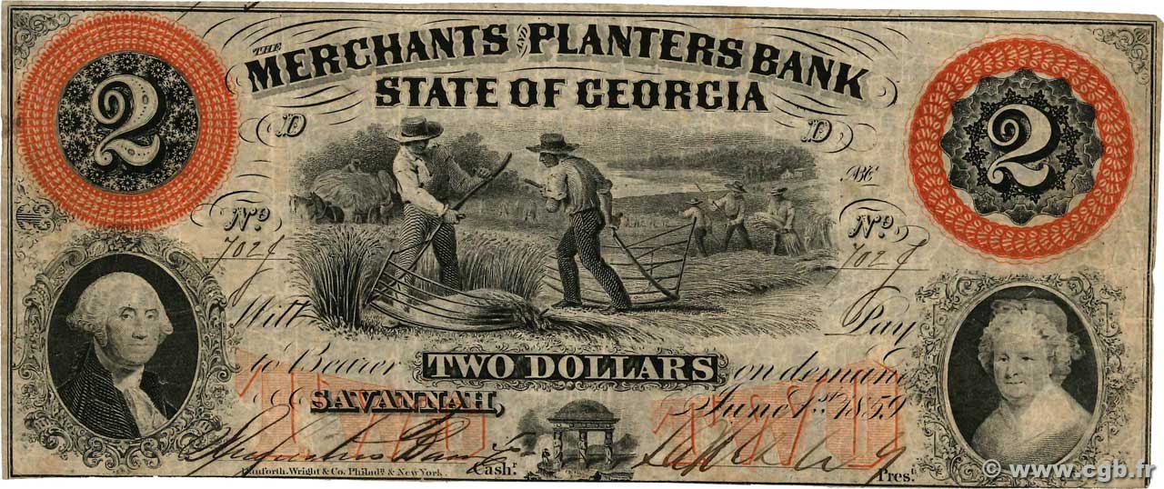 2 Dollars ÉTATS-UNIS D AMÉRIQUE Savannah 1859  pr.TTB