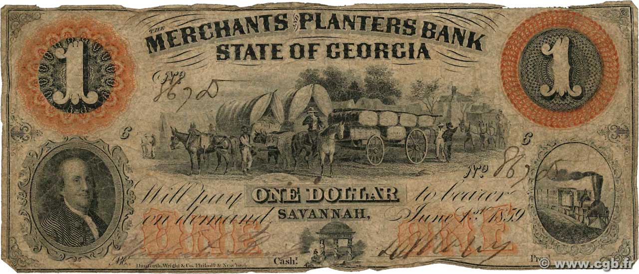 1 Dollar UNITED STATES OF AMERICA Savannah 1859  G