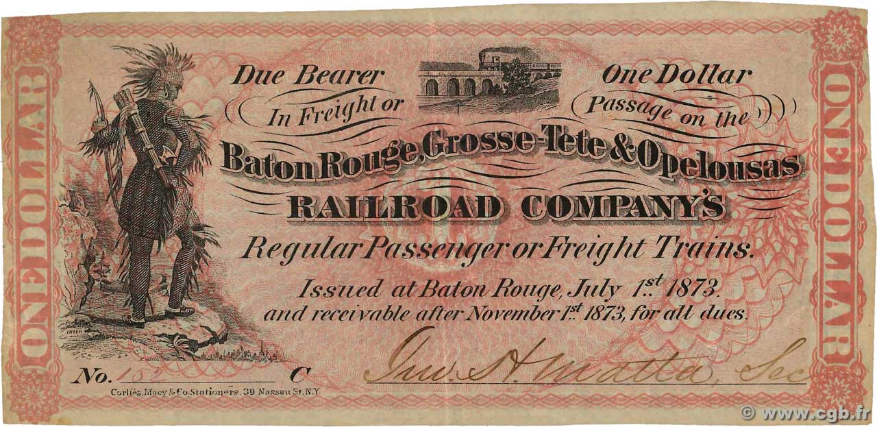 2 Dollars ÉTATS-UNIS D AMÉRIQUE Baton Rouge 1873  SUP