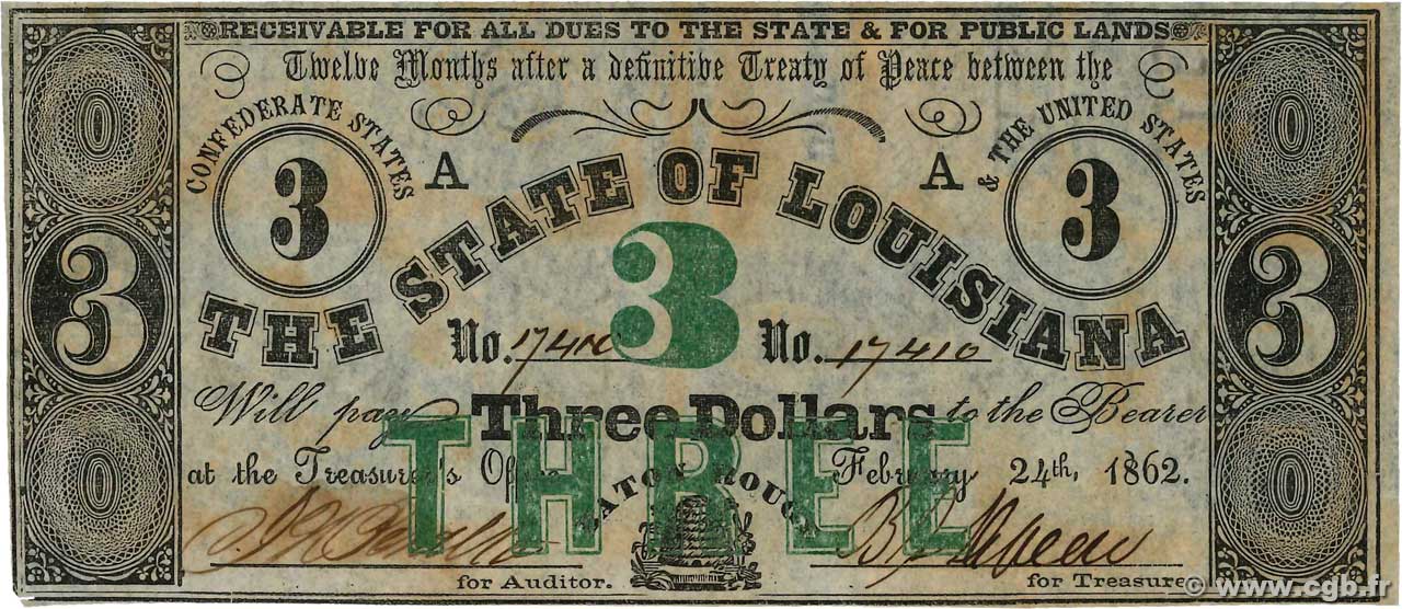 3 Dollars ESTADOS UNIDOS DE AMÉRICA Baton Rouge 1862 PS.0893 SC