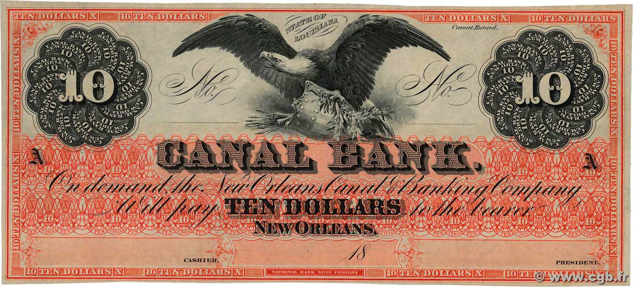 10 Dollars Non émis ÉTATS-UNIS D AMÉRIQUE New Orleans 1850  pr.NEUF