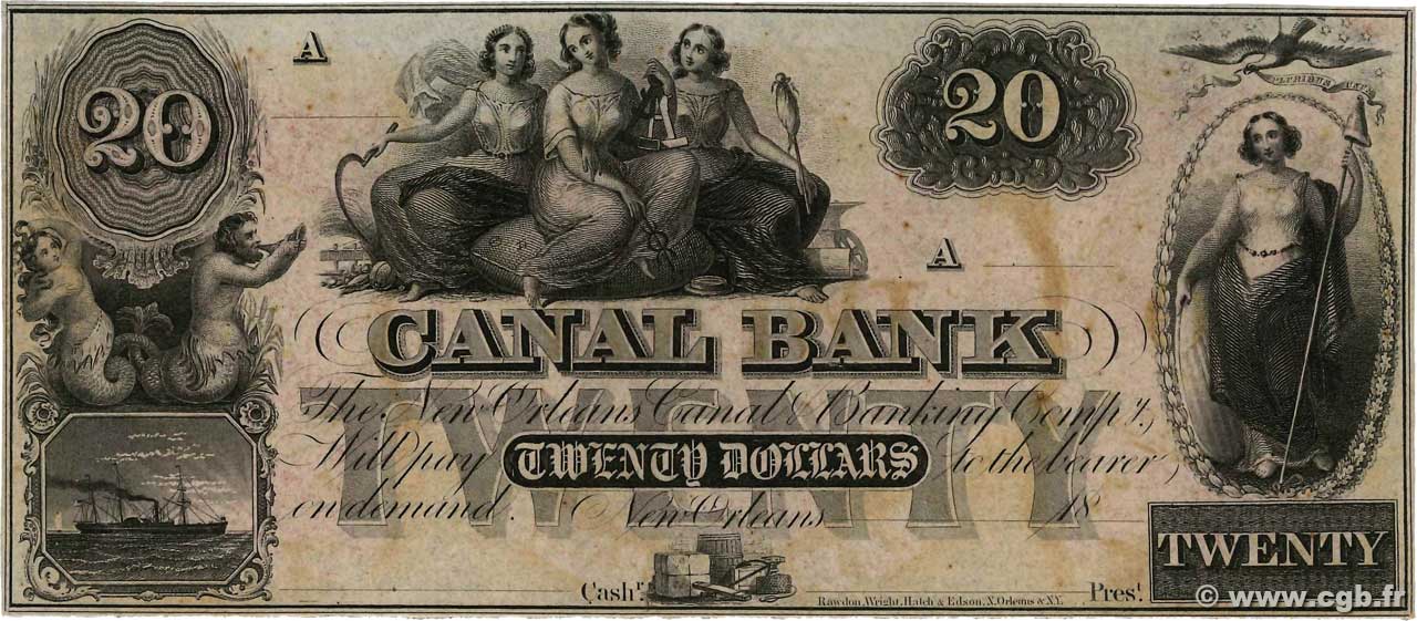 20 Dollars Non émis STATI UNITI D AMERICA New Orleans 1850  q.FDC