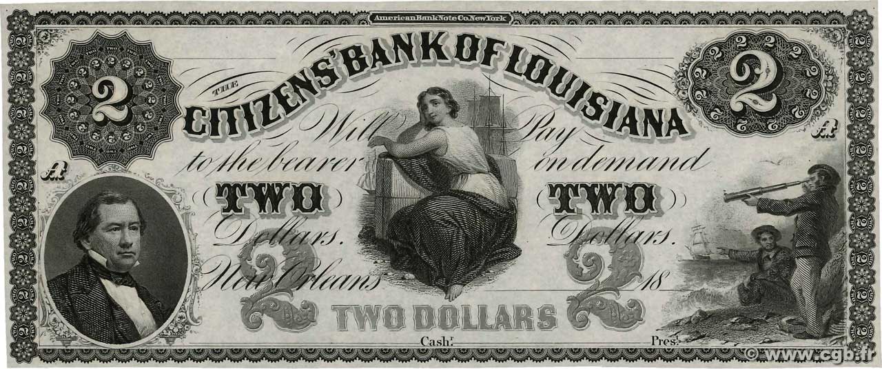 2 Dollars Non émis ÉTATS-UNIS D AMÉRIQUE New Orleans 1850  NEUF