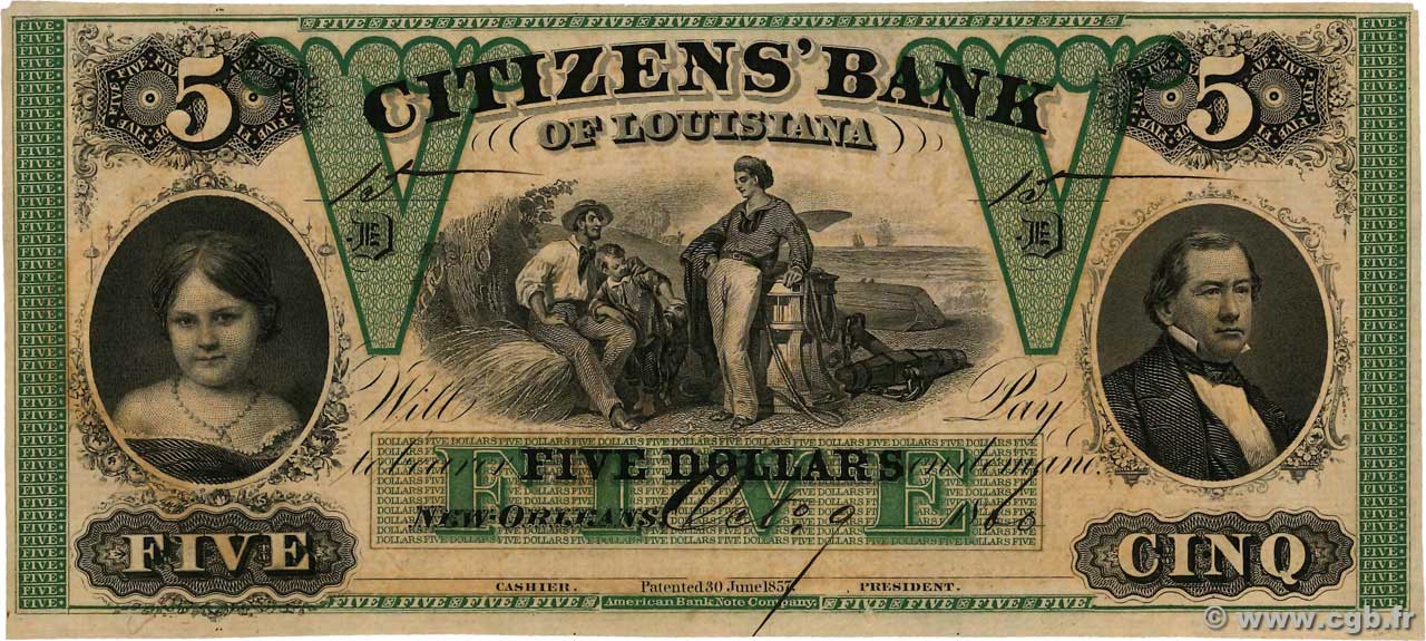 5 Dollars ÉTATS-UNIS D AMÉRIQUE New Orleans 1860  pr.NEUF
