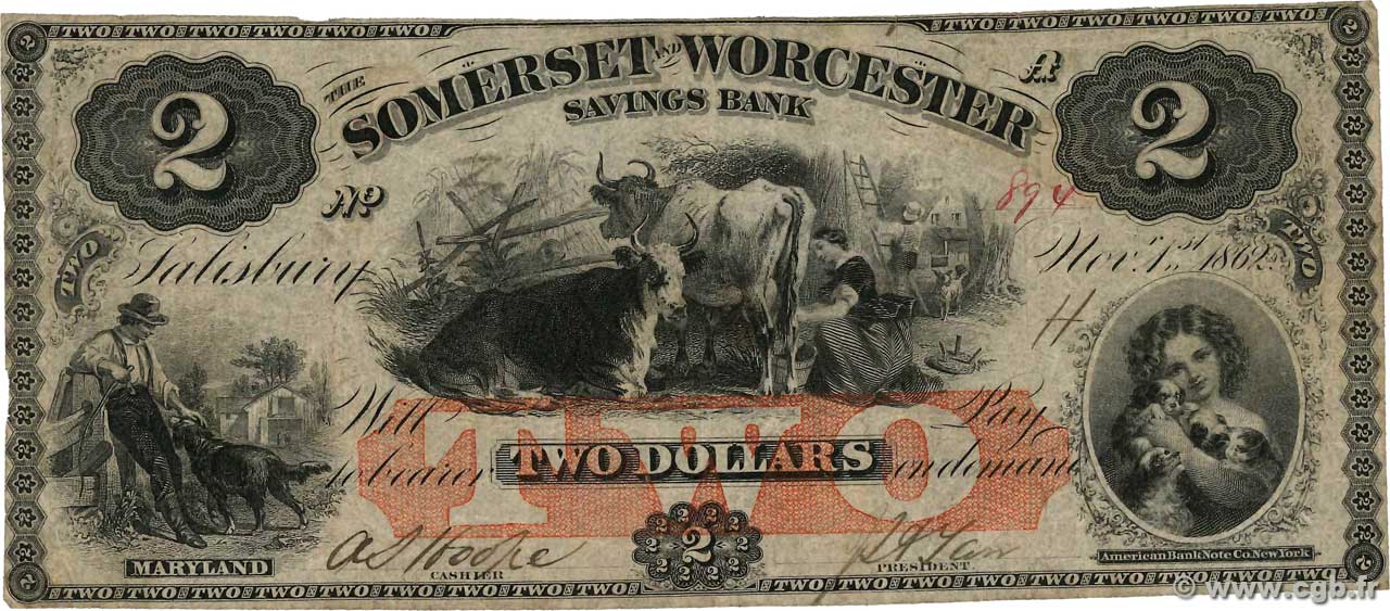 2 Dollars ÉTATS-UNIS D AMÉRIQUE Salisbury 1862  pr.TB