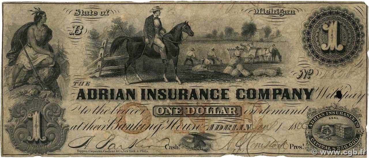 1 Dollar ÉTATS-UNIS D AMÉRIQUE Adrian 1852  B