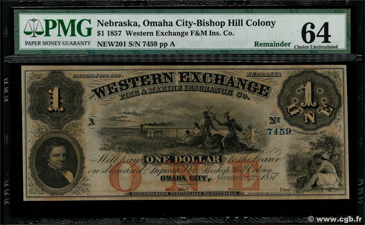 1 Dollar STATI UNITI D AMERICA Omaha City 1857  q.FDC