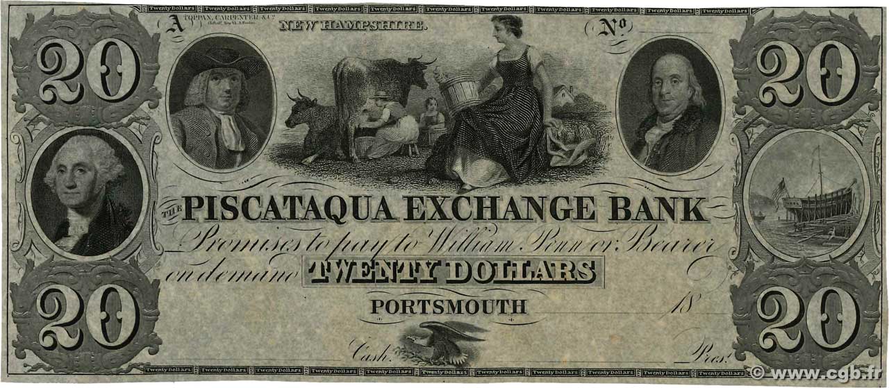 20 Dollars Non émis ÉTATS-UNIS D AMÉRIQUE Portsmouth 1862  SPL