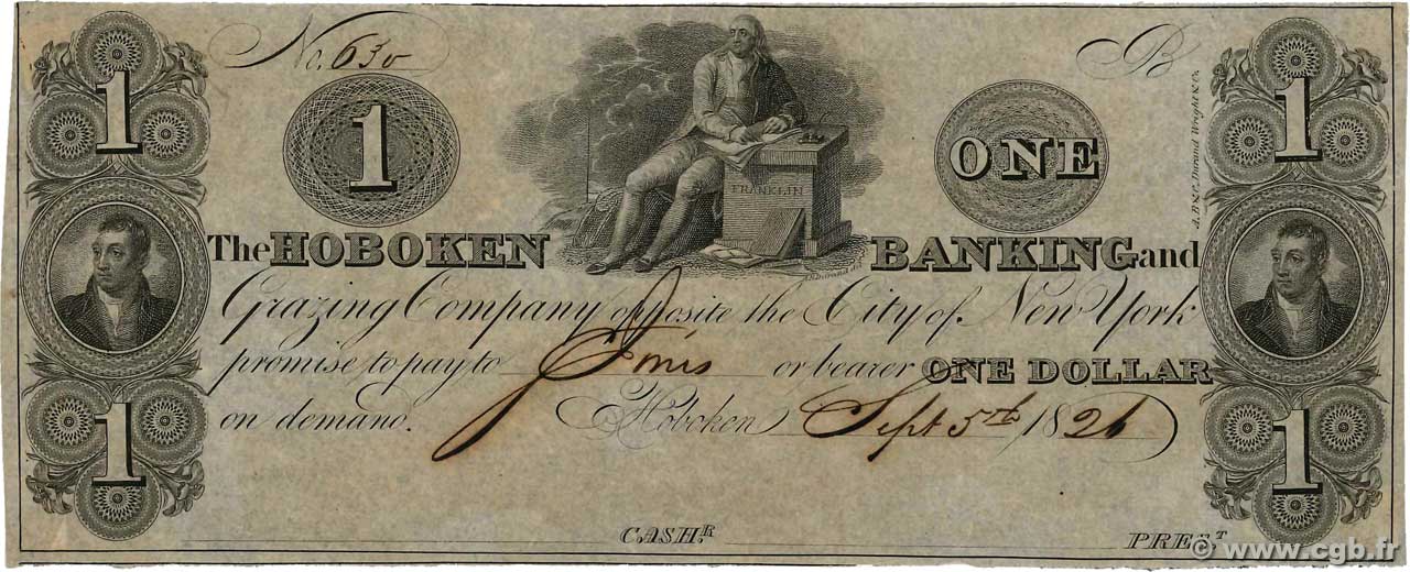 1 Dollar UNITED STATES OF AMERICA Hoboken 1826  XF