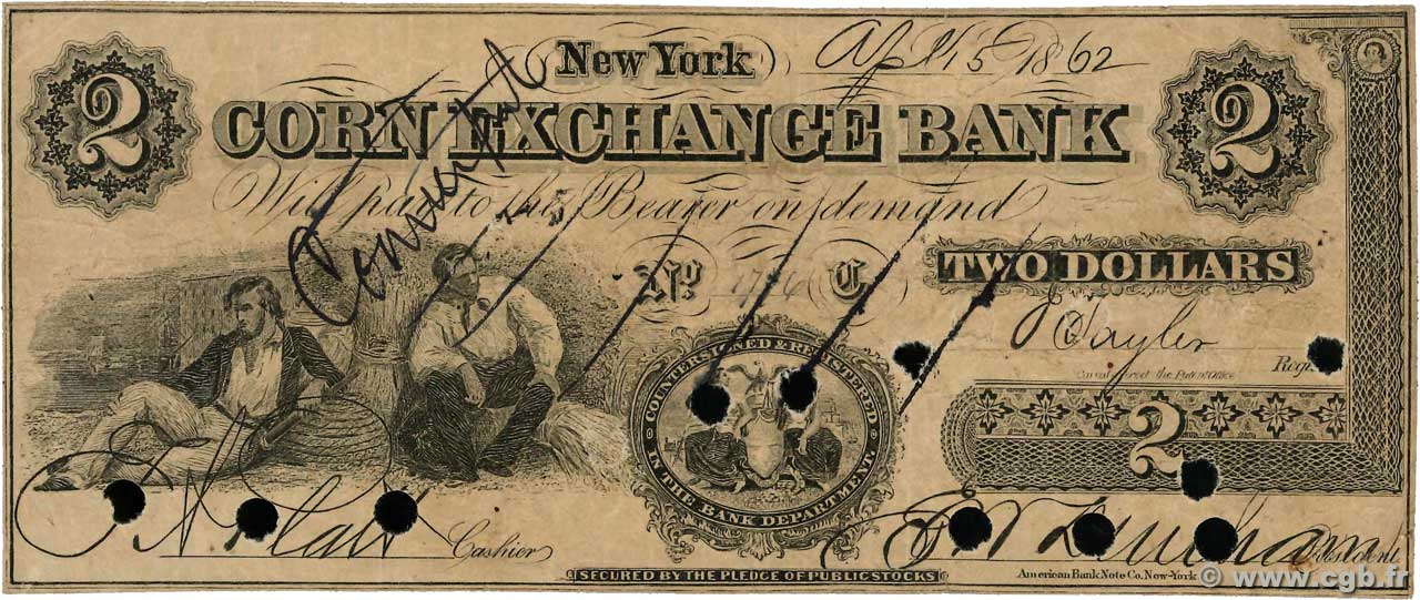 2 Dollars Faux ÉTATS-UNIS D AMÉRIQUE New York 1862  TB