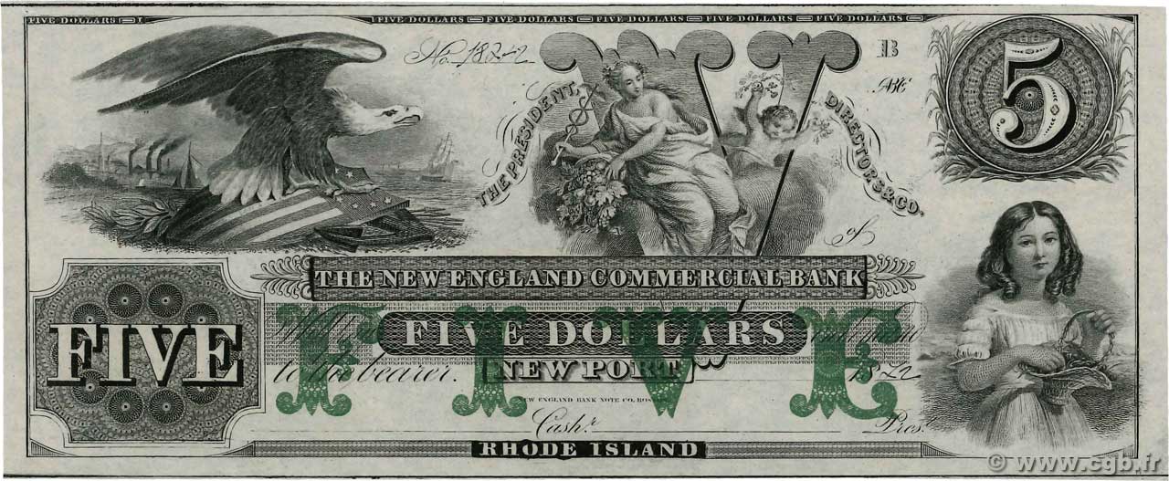 5 Dollars UNITED STATES OF AMERICA Newport 1872  UNC-