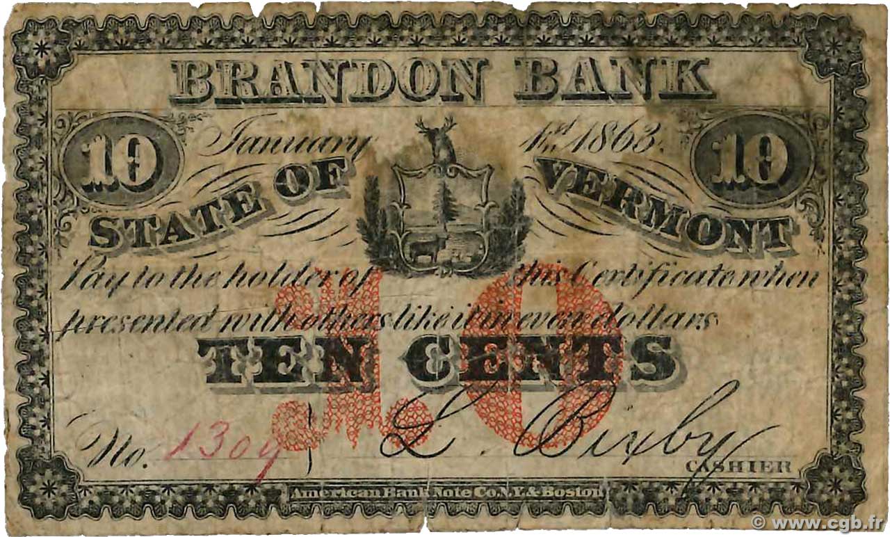 10 Cents ÉTATS-UNIS D AMÉRIQUE  1863  TB