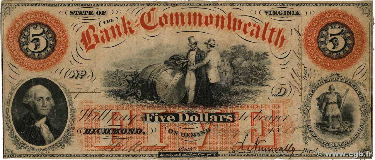 5 Dollars VEREINIGTE STAATEN VON AMERIKA Richmond 1858  S
