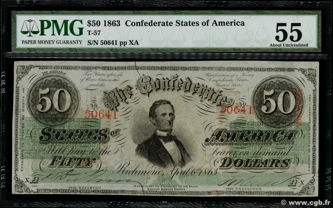 50 Dollars ESTADOS CONFEDERADOS DE AMÉRICA  1863 P.62b EBC+